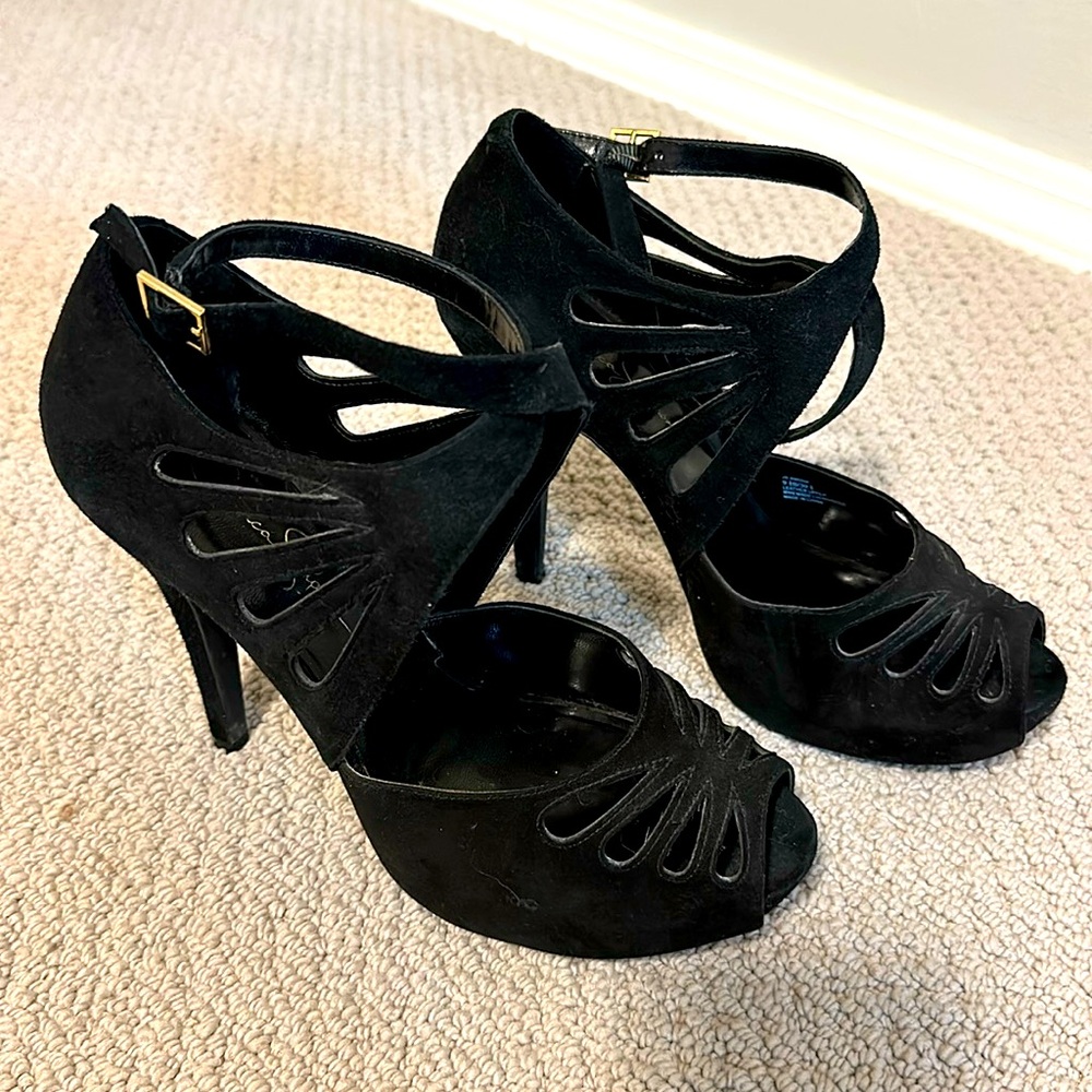 Jessica Simpson | Black Suede Cutout Heels